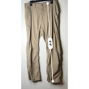 Mountain Khakis MK Convertible Tech Pants Mens 34/30 Tan Brown Nylon Flat Front